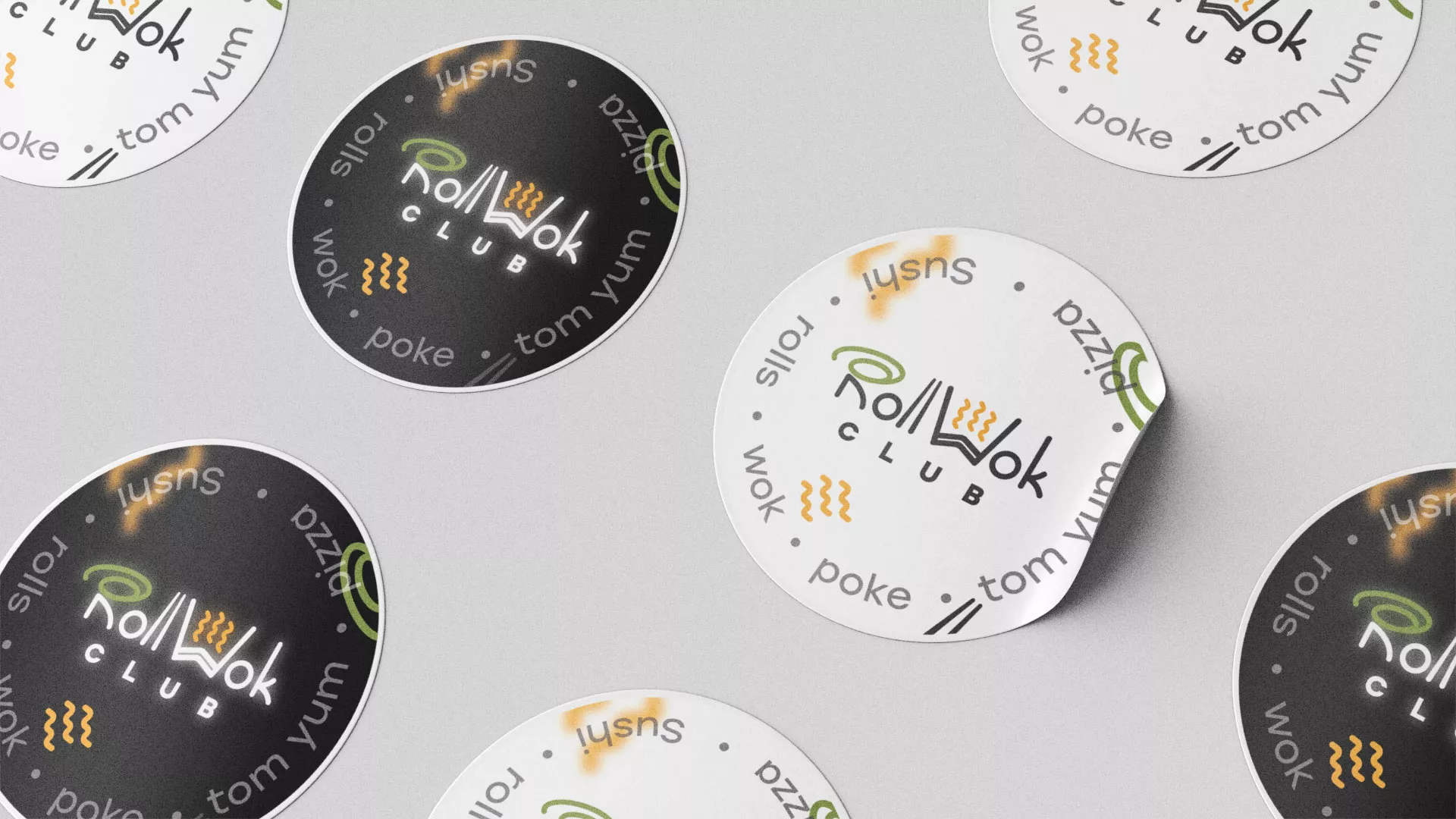 Разработка наклеек для суши-бара «Roll Wok Club» в Собинке